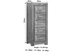 METRO LIFE #120 Cassettiera In Legno Di Sheesham - Laccato / Life honey 50x40x120 -Massivmoebel24 09 320 520 1020 8