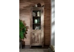 Vetrina In Legno Di Sheesham / Palissandro 65x42x190 Grigio Scuro Oliato NATURE GREY #53 -Massivmoebel24 09 320 550 0053 3