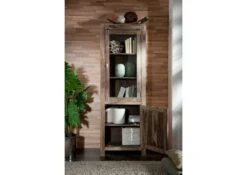 Vetrina In Legno Di Sheesham / Palissandro 65x42x190 Grigio Scuro Oliato NATURE GREY #53 -Massivmoebel24 09 320 550 0053 4