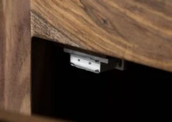 Vetrina In Legno Di Sheesham / Palissandro 65x42x190 Grigio Scuro Oliato NATURE GREY #53 -Massivmoebel24 09 320 550 0053 6