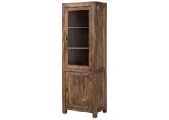 Vetrina In Legno Di Sheesham / Palissandro 65x42x190 Grigio Scuro Oliato NATURE GREY #53 -Massivmoebel24 09 320 550 0053 9