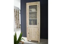 Vetrina In Legno Di Acacia 65x42x190 Pietra Bianca Sbiancato NATURE WHITE #53 -Massivmoebel24 09 320 552 0053 3