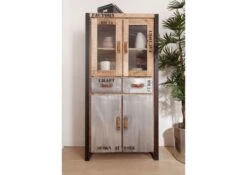 Vetrina In Legno Di Mango 90x50x180 Mango Naturale Stampato FACTORY #136 -Massivmoebel24 09 320 559 0136 3