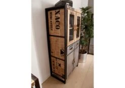 Vetrina In Legno Di Mango 90x50x180 Mango Naturale Stampato FACTORY #136 -Massivmoebel24 09 320 559 0136 4