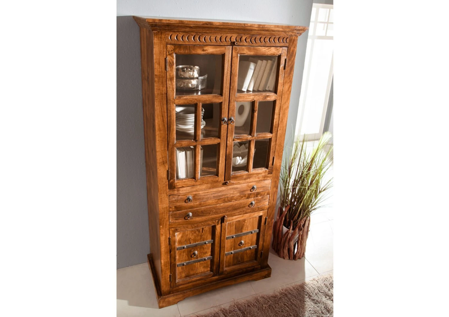 Vetrina In Legno Di Acacia 95x50x195 Miele Dorato Laccato OXFORD #0452 4 Vetrina In Legno Di Acacia 95x50x195 Miele Dorato Laccato OXFORD #0452 - immagine 2