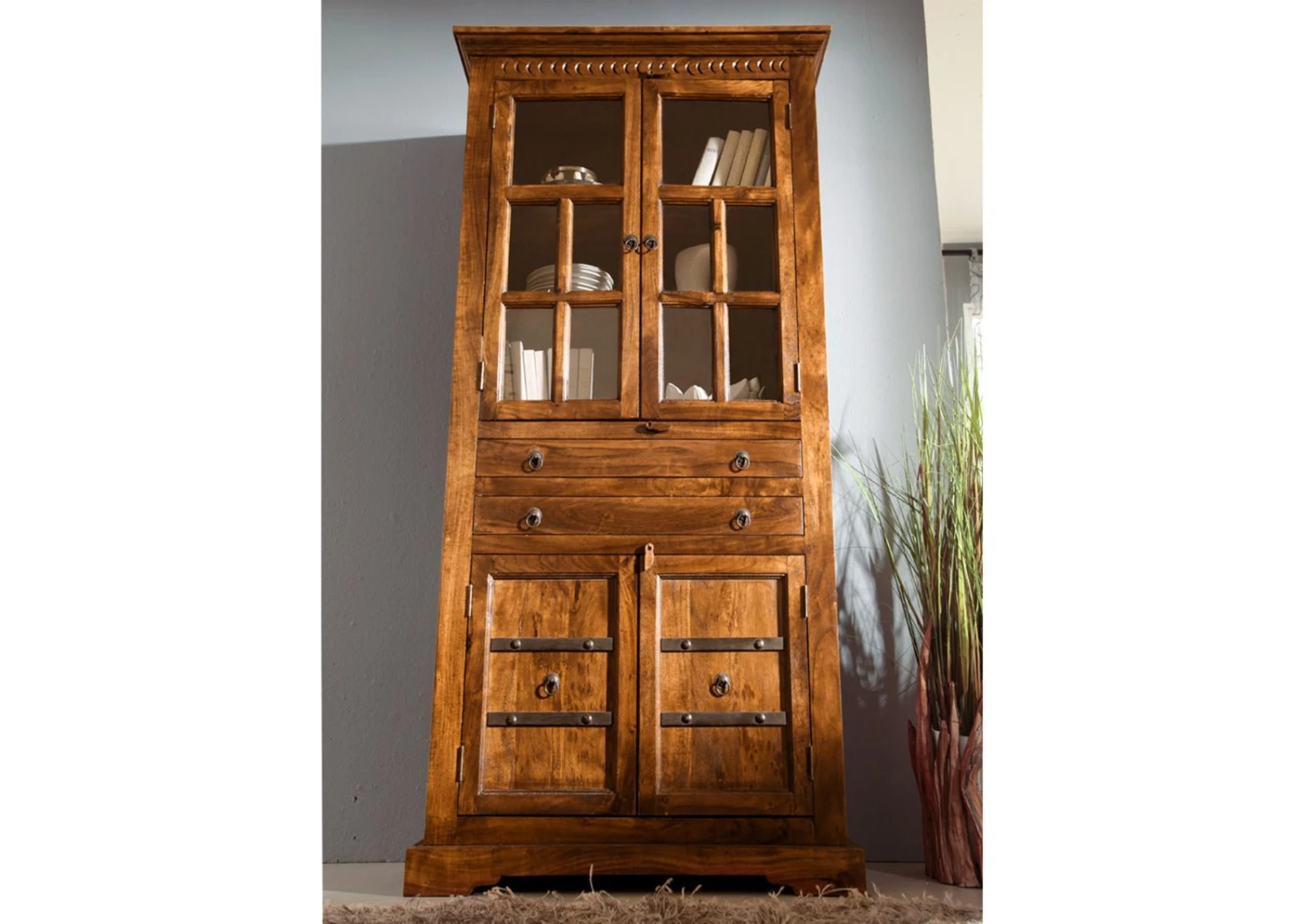 Vetrina In Legno Di Acacia 95x50x195 Miele Dorato Laccato OXFORD #0452 5 Vetrina In Legno Di Acacia 95x50x195 Miele Dorato Laccato OXFORD #0452 - immagine 3