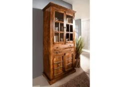 Vetrina In Legno Di Acacia 95x50x195 Miele Dorato Laccato OXFORD #0452 11 Vetrina In Legno Di Acacia 95x50x195 Miele Dorato Laccato OXFORD #0452 -Massivmoebel24 09 320 610 P006 4