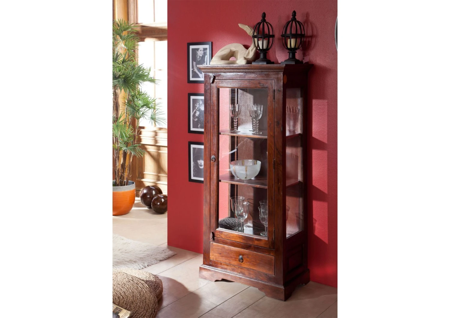 Vetrina In Legno Di Acacia 72x40x155 Nougat Laccato OXFORD #527 3 Vetrina In Legno Di Acacia 72x40x155 Nougat Laccato OXFORD #527