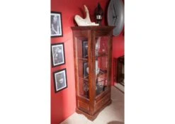 Vetrina In Legno Di Acacia 72x40x155 Nougat Laccato OXFORD #527 11 Vetrina In Legno Di Acacia 72x40x155 Nougat Laccato OXFORD #527 -Massivmoebel24 09 320 620 0P16 3