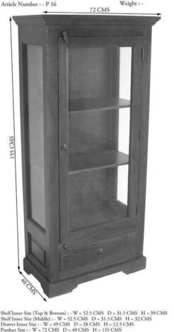 Vetrina In Legno Di Acacia 72x40x155 Nougat Laccato OXFORD #527 14 Vetrina In Legno Di Acacia 72x40x155 Nougat Laccato OXFORD #527 -Massivmoebel24 09 320 620 0P16 8