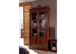 Vetrina In Legno Di Acacia 98x46x191 Nougat Laccato OXFORD #440