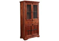 Vetrina In Legno Di Acacia 90x44x180 Nougat Laccato OXFORD #1011 -Massivmoebel24 09 320 620 9011 9