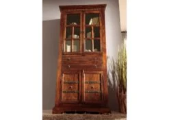 Vetrina In Legno Di Acacia 95x50x195 Nougat Laccato OXFORD #452 11 Vetrina In Legno Di Acacia 95x50x195 Nougat Laccato OXFORD #452 -Massivmoebel24 09 320 620 P006 4