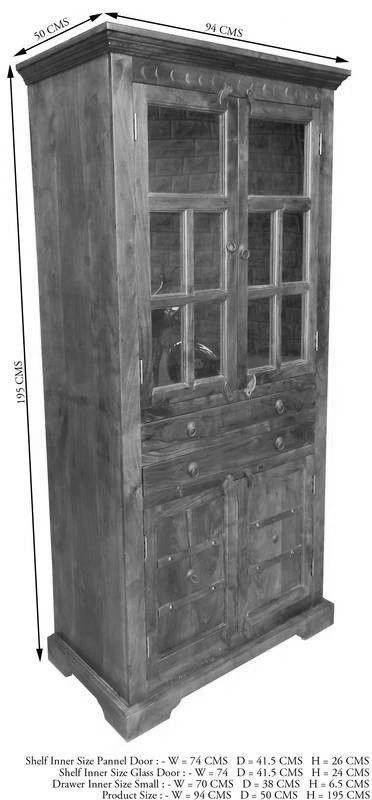 Vetrina In Legno Di Acacia 95x50x195 Nougat Laccato OXFORD #452 7 Vetrina In Legno Di Acacia 95x50x195 Nougat Laccato OXFORD #452 - immagine 5