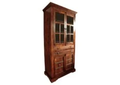 Vetrina In Legno Di Acacia 95x50x195 Nougat Laccato OXFORD #452 13 Vetrina In Legno Di Acacia 95x50x195 Nougat Laccato OXFORD #452 -Massivmoebel24 09 320 620 P006 9