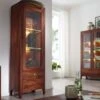 Vetrina In Legno Di Sheesham / Palissandro 60x40x178 Noce Oliato BROOKLYN #26 -Massivmoebel24 09 320 655 0026 1
