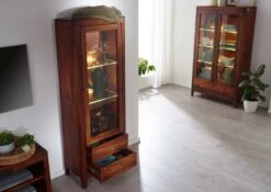 Vetrina In Legno Di Sheesham / Palissandro 60x40x178 Noce Oliato BROOKLYN #26 -Massivmoebel24 09 320 655 0026 4