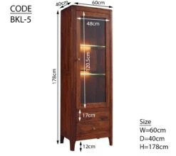 Vetrina In Legno Di Sheesham / Palissandro 60x40x178 Noce Oliato BROOKLYN #26 -Massivmoebel24 09 320 655 0026 8