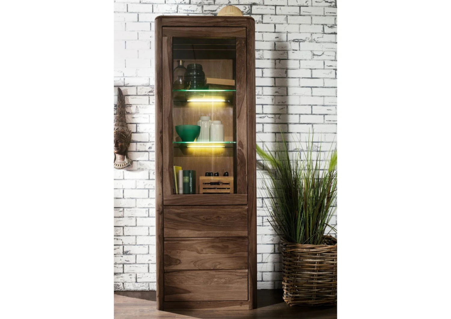 Vetrina In Legno Di Shesham / Acacia 70x40x202 Smoked Cherry Tinto TORONTO #110 5 Vetrina In Legno Di Shesham / Acacia 70x40x202 Smoked Cherry Tinto TORONTO #110 - immagine 3