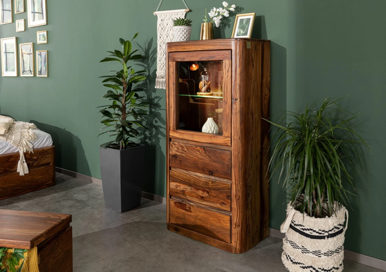 Vetrina In Legno Di Shesham / Acacia 70x40x145 Noce Cerato TORONTO #208 3 Vetrina In Legno Di Shesham / Acacia 70x40x145 Noce Cerato TORONTO #208