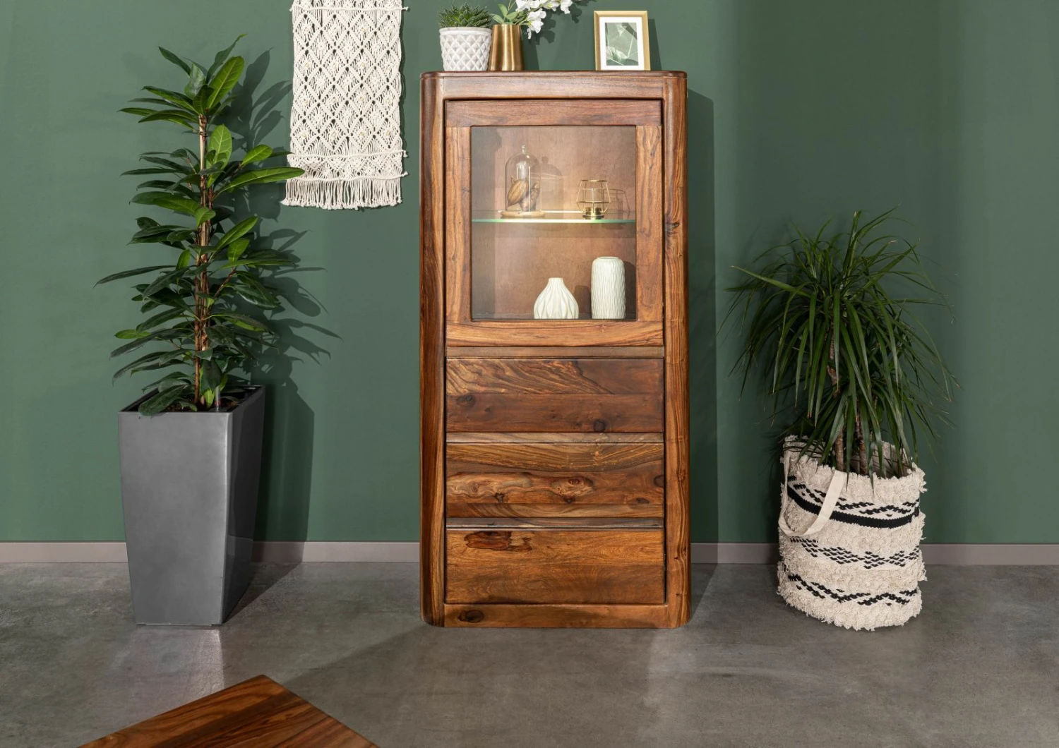 Vetrina In Legno Di Shesham / Acacia 70x40x145 Noce Cerato TORONTO #208 5 Vetrina In Legno Di Shesham / Acacia 70x40x145 Noce Cerato TORONTO #208 - immagine 3