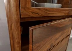 Vetrina In Legno Di Shesham / Acacia 70x40x202 Noce Cerato TORONTO #210 -Massivmoebel24 09 320 665 1010 6