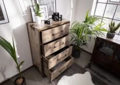 HEAVY INDUSTRY #217 Cassettiera In Legno Di Mango E Ferro - Laccato Marrone - 81x46x122 -Massivmoebel24 09 320 677 0218 2