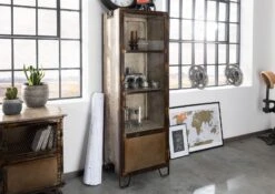 Vetrina In Legno Di Mango 60x40x180 Marrone Laccato HEAVY INDUSTRY #240