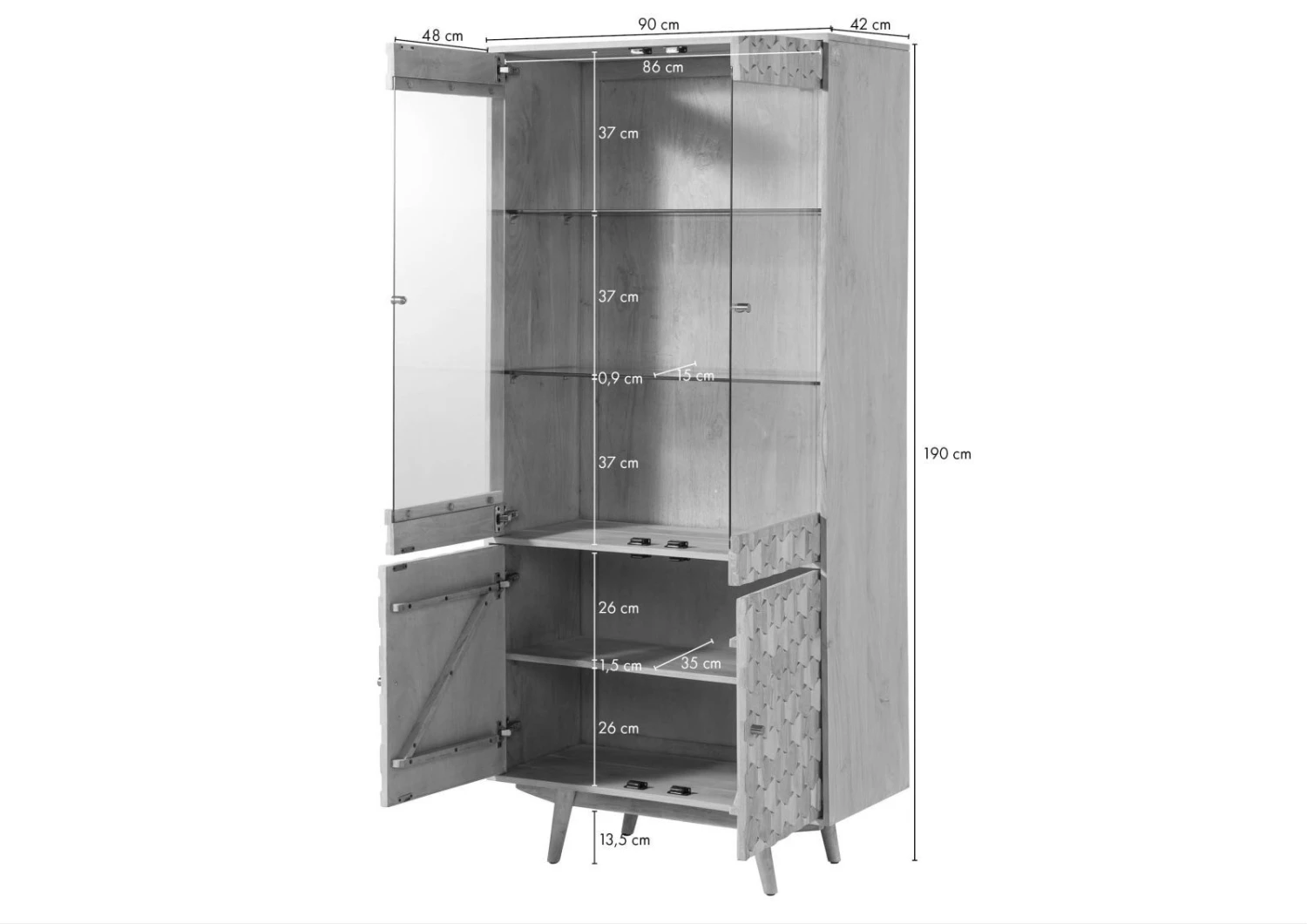 MOSAYK #214 Vetrina In Legno Di Acacia Laccato / Bianco 90x42x190 10 MOSAYK #214 Vetrina In Legno Di Acacia Laccato / Bianco 90x42x190 - immagine 8