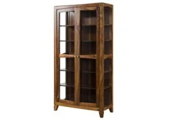 ANCONA #116 Vetrina In Legno Di Sheesham - Laccato / Marrone 100x45x195 -Massivmoebel24 09 320 699 1016 09