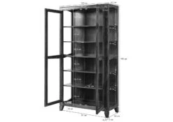 ANCONA #116 Vetrina In Legno Di Sheesham - Laccato / Marrone 100x45x195 -Massivmoebel24 09 320 699 2036 08