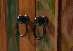 Vetrina In Legno Di Legno Riciclato 90x40x180 Multicolore Laccato NATURE OF SPIRIT #08 -Massivmoebel24 09 320 700 5107 04