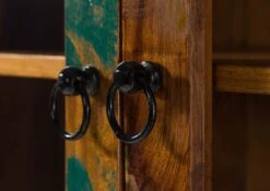 Vetrina In Legno Di Legno Riciclato 90x40x180 Multicolore Laccato NATURE OF SPIRIT #08 -Massivmoebel24 09 320 700 5107 05