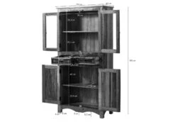 Vetrina In Legno Di Legno Riciclato 90x40x180 Multicolore Laccato NATURE OF SPIRIT #08 -Massivmoebel24 09 320 700 5107 08