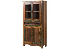 Vetrina In Legno Di Legno Riciclato 90x40x180 Multicolore Laccato NATURE OF SPIRIT #08 -Massivmoebel24 09 320 700 5107 09