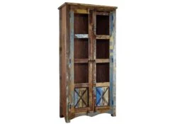 Vetrina In Legno Di Legno Riciclato 90x40x180 Multicolore Laccato NATURE OF SPIRIT #52 -Massivmoebel24 09 320 700 5151 9