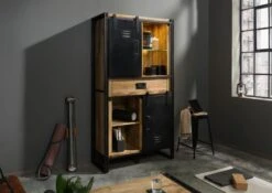 Vetrina In Legno Di Mango 105x45x195 Oliato / Natur BLACKBURN #105 -Massivmoebel24 09 320 728 1005 02