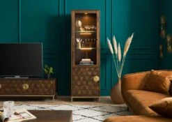 Vetrina In Legno Di Mango 63x40x200 Oliato Marrone DIAMOND #216