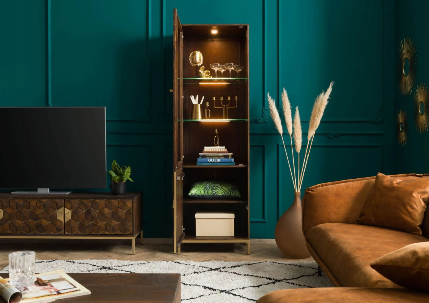 Vetrina In Legno Di Mango 63x40x200 Oliato Marrone DIAMOND #216 5 Vetrina In Legno Di Mango 63x40x200 Oliato Marrone DIAMOND #216 - immagine 3