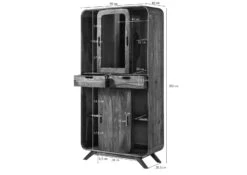 MAILAND #215 Vetrina In Legno Di Sheesham - Laccato / Marrone Scuro 90x40x180 -Massivmoebel24 09 320 875 0115 08