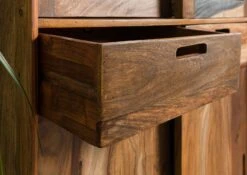 MAILAND #215 Vetrina In Legno Di Sheesham - Laccato / Marrone Scuro 90x40x180 -Massivmoebel24 09 320 875 1115 05