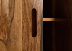 MAILAND #215 Vetrina In Legno Di Sheesham - Laccato / Marrone Scuro 90x40x180 -Massivmoebel24 09 320 875 1115 07