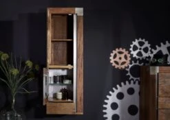 Vetrina In Legno Di Mango 48x35x142 Marrone Laccato AMSTERDAM #12 11 Vetrina In Legno Di Mango 48x35x142 Marrone Laccato AMSTERDAM #12 -Massivmoebel24 09 320 877 0012 4