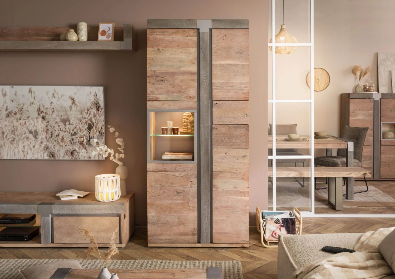 Vetrina In Legno Di Acacia 90x45x204 Naturale Laccato AMSTERDAM #108 3 Vetrina In Legno Di Acacia 90x45x204 Naturale Laccato AMSTERDAM #108