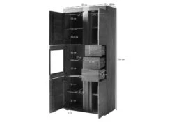 Vetrina In Legno Di Acacia 90x45x204 Naturale Laccato AMSTERDAM #108 19 Vetrina In Legno Di Acacia 90x45x204 Naturale Laccato AMSTERDAM #108 -Massivmoebel24 09 320 877 1008 08