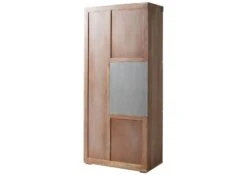 Vetrina In Legno Di Acacia 90x45x204 Naturale Laccato AMSTERDAM #108 21 Vetrina In Legno Di Acacia 90x45x204 Naturale Laccato AMSTERDAM #108 -Massivmoebel24 09 320 877 1008 10