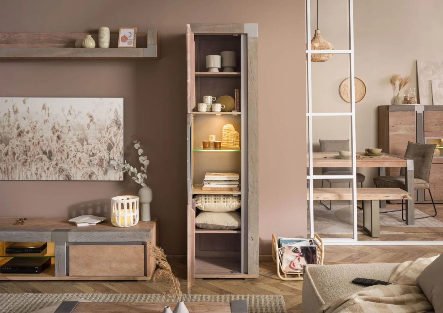 Vetrina In Legno Di Acacia 55x45x204 Naturale Laccato AMSTERDAM #120 5 Vetrina In Legno Di Acacia 55x45x204 Naturale Laccato AMSTERDAM #120 - immagine 3