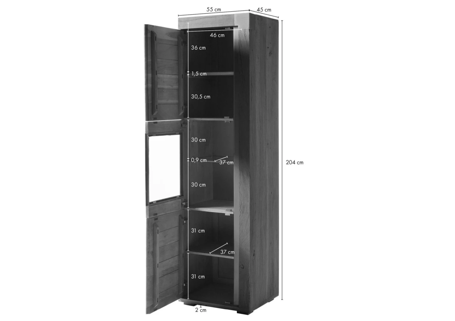 Vetrina In Legno Di Acacia 55x45x204 Naturale Laccato AMSTERDAM #120 10 Vetrina In Legno Di Acacia 55x45x204 Naturale Laccato AMSTERDAM #120 - immagine 8