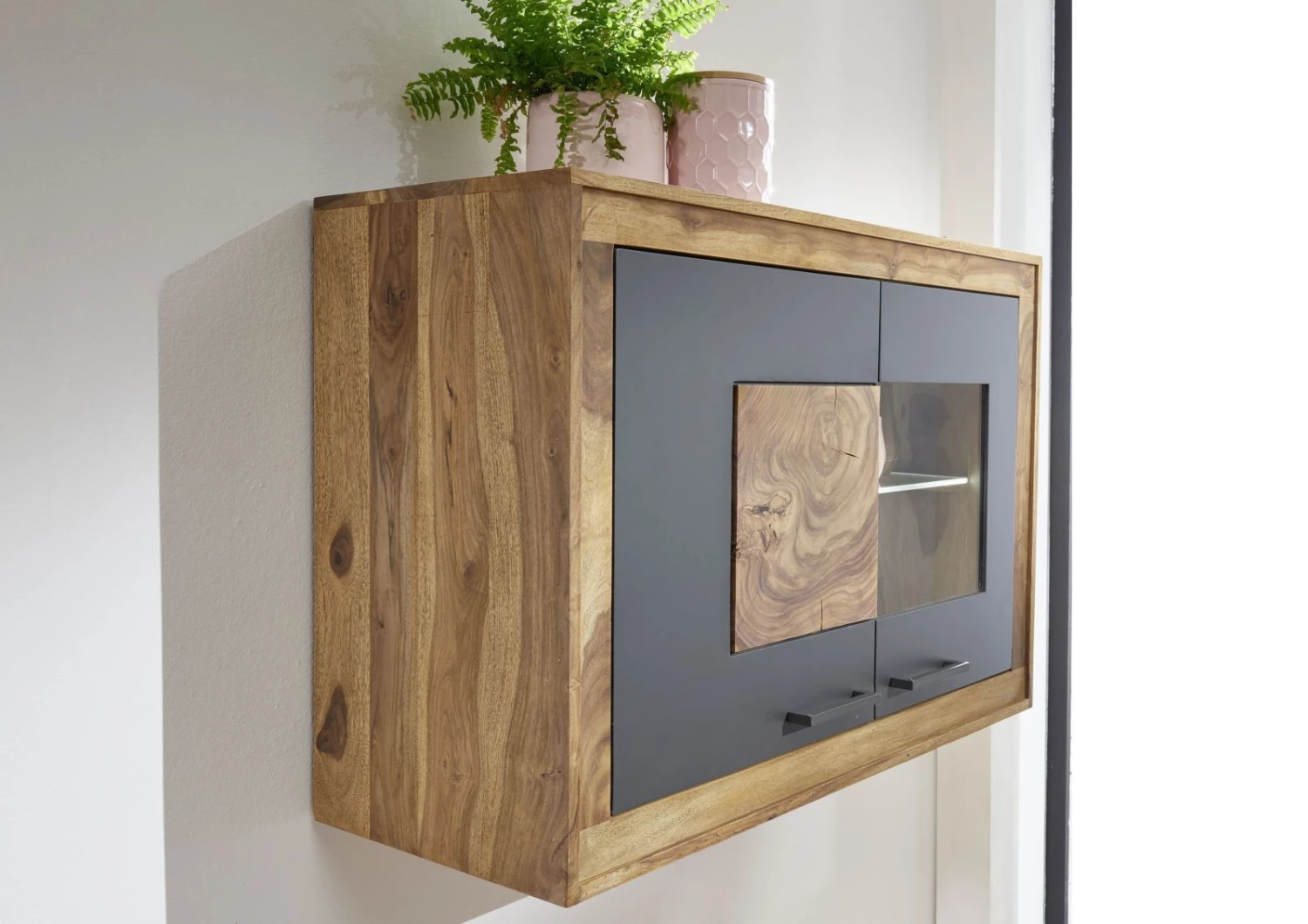 Vetrina In Legno Di Sheesham / Palissandro 100x40x69 Marrone Tinto TURIN #08 4 Vetrina In Legno Di Sheesham / Palissandro 100x40x69 Marrone Tinto TURIN #08 - immagine 2