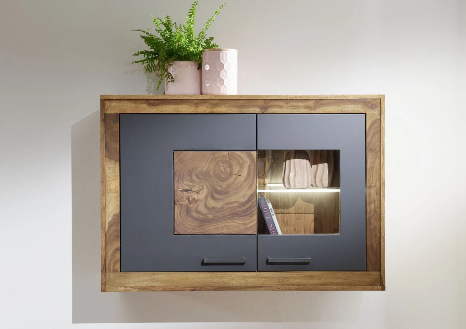 Vetrina In Legno Di Sheesham / Palissandro 100x40x69 Marrone Tinto TURIN #08 5 Vetrina In Legno Di Sheesham / Palissandro 100x40x69 Marrone Tinto TURIN #08 - immagine 3